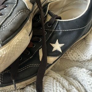Rare Converse John Varvatos, vintage, leather, black& cream sneakers, size 10